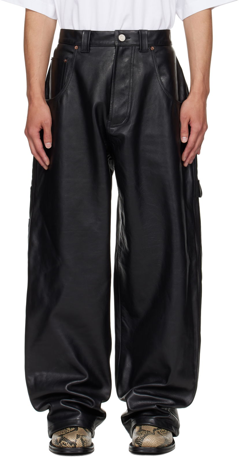 Панталони VETEMENTS VETEMENTS Hip Hop Leather Pants Черно | UH76LP250B