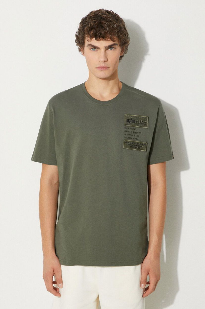 Тениска Alpha Industries Patch T-Shirt With Print Зелено | 136500.142