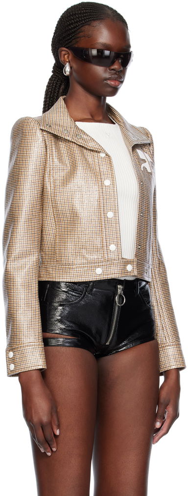 Cropped Check Print Buttoned Jacket, 1