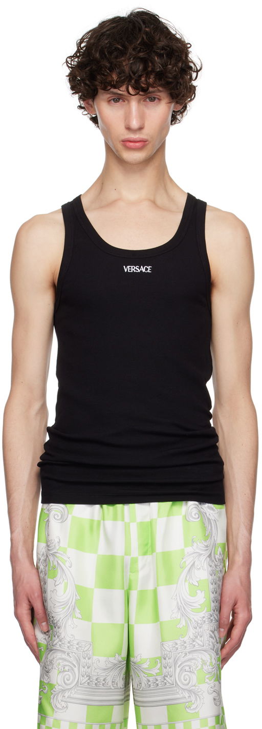 Потник Versace Embroidered Logo Tank Top Черно | 1013125_1A09410