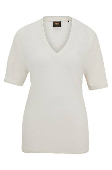 BOSS V-neck Linen T-shirt