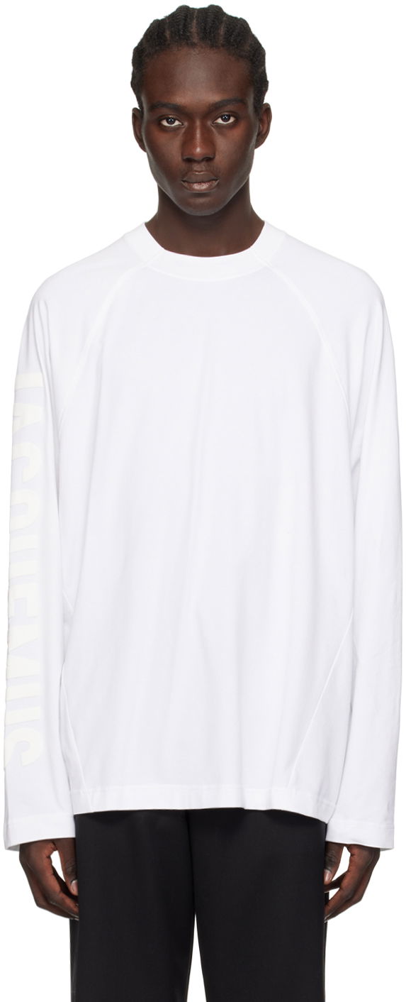 Тениска Jacquemus Les Classiques 'Le T-Shirt Typo' Long Sleeve T-Shirt Бяло | 24E245JS213-2031