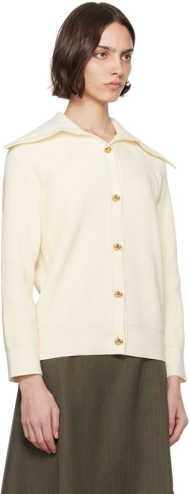 Пуловер Bottega Veneta Bottega Veneta Rib Knit Cotton Cardigan Бяло | 829580 V59X0, 1