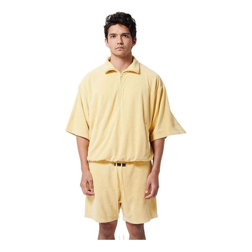 Поло тениска Fear of God Fear of God Essentials Halfzip 3 Short Sleeve Boxy Polo Жълто | 125BT224092F, 0