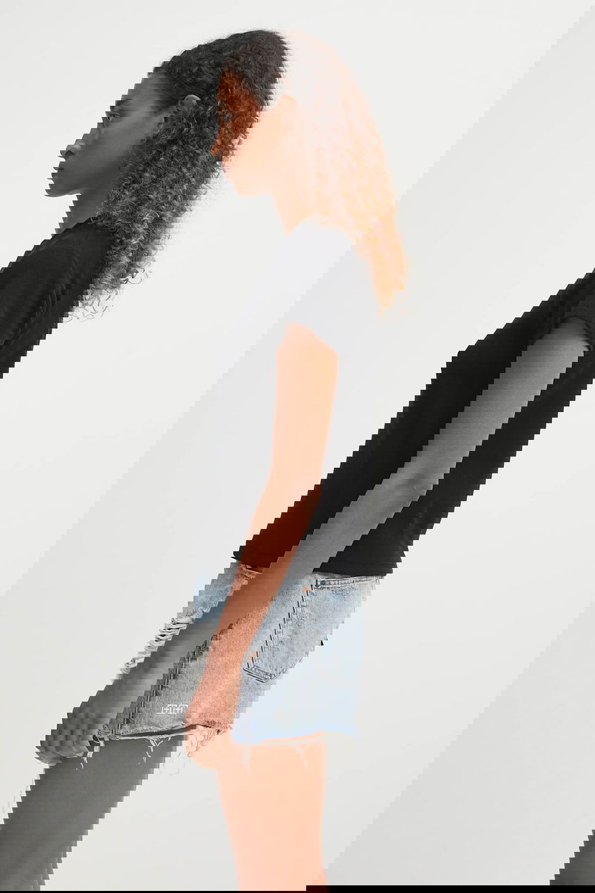 Тениска Maison Margiela MM6 Maison Margiela Ribbed Short Sleeve Wool Blend T-shirt Черно | S52GC0357.M20122.900, 1