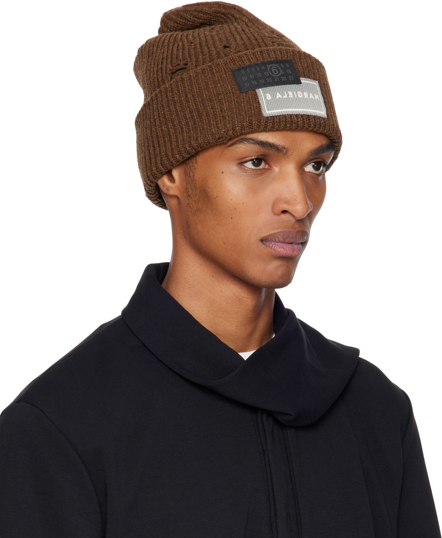 Шапка Maison Margiela MM6 Maison Margiela Logo Patch Beanie Кафяво | SH0TB0001 M13138, 1