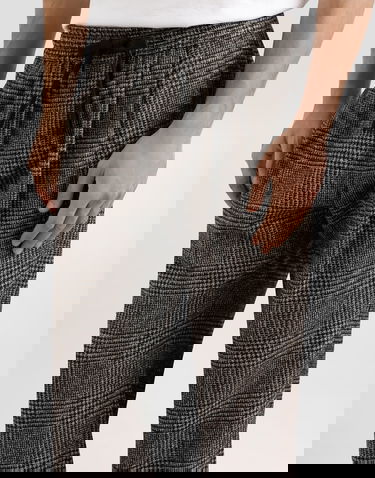 Панталони Dolce & Gabbana Dolce & Gabbana Glen Plaid Alpaca Blend Joggers Кафяво | GP12RTFQMKDS8101, 3