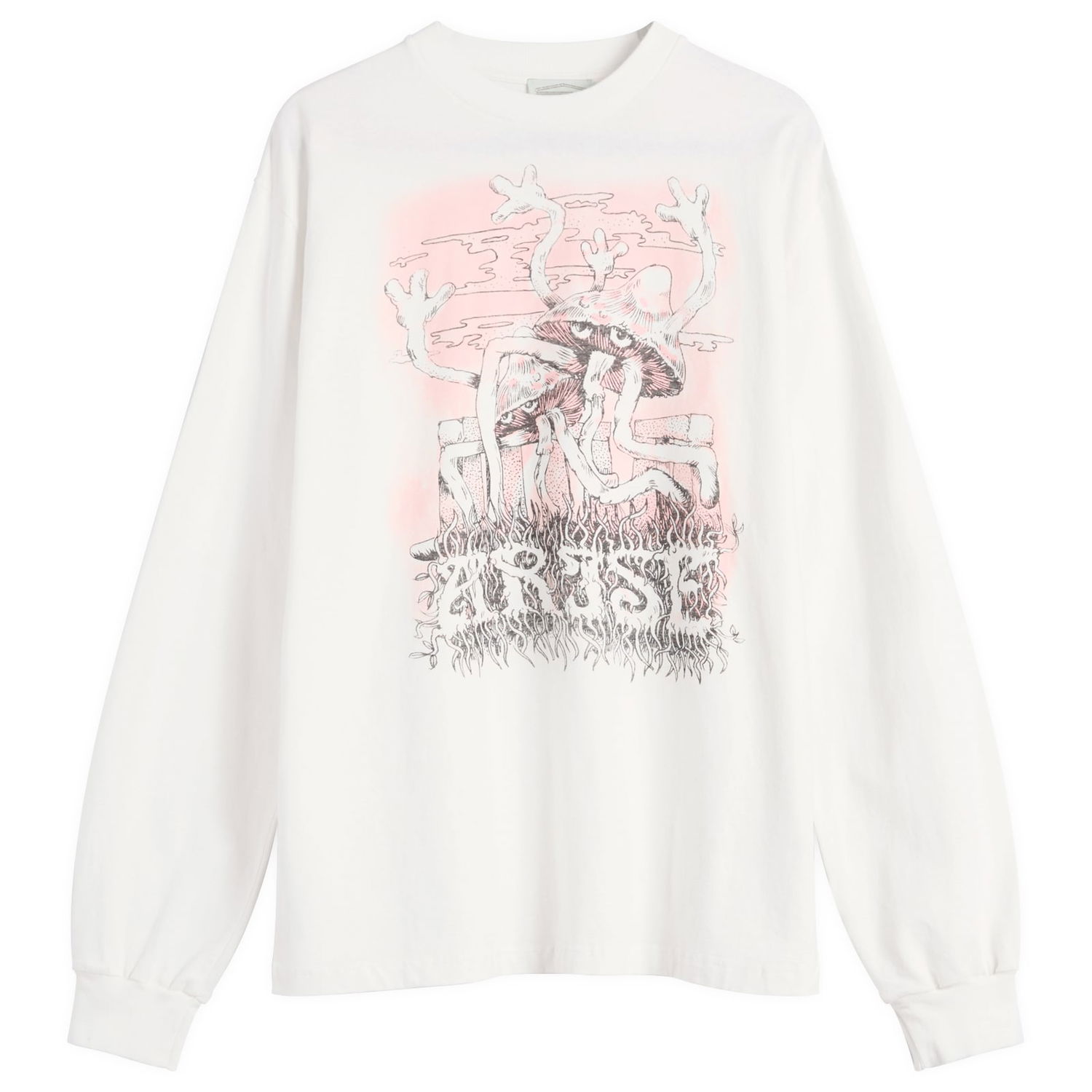 Тениска Aries Faded Shroom Awakening Long Sleeve T-Shirt, Size Large Бяло | AR60024-WHT, 1