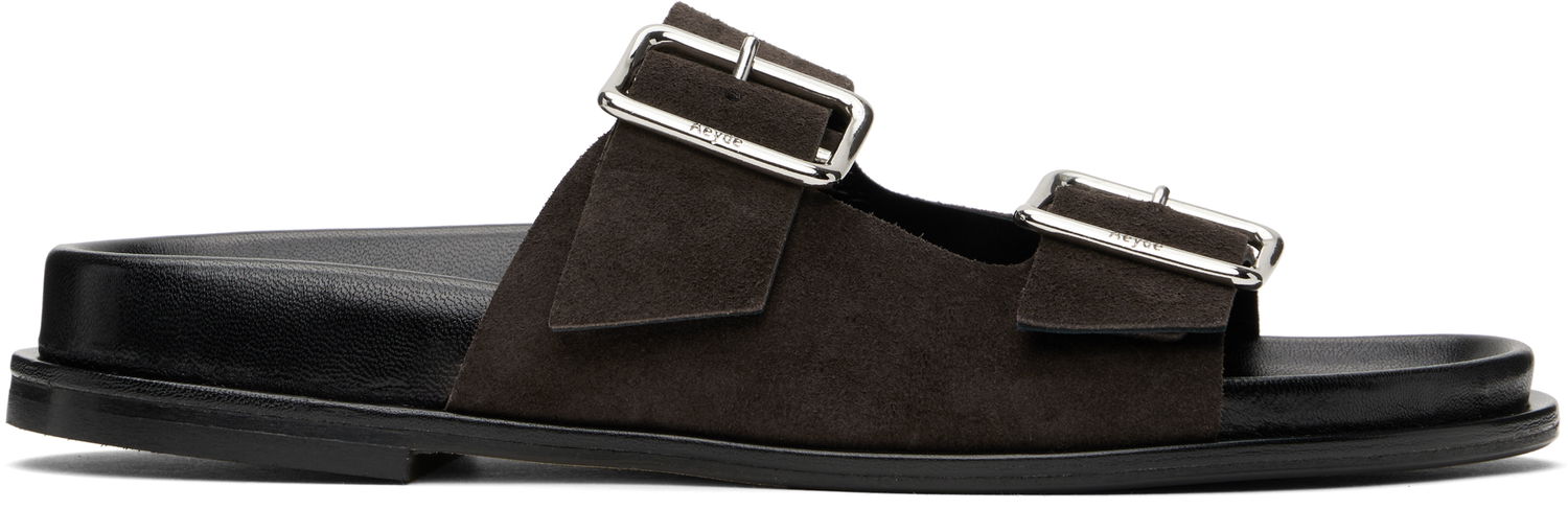 Грижа за обувките Aeyde Aeyde Meena Suede Double Buckle Slides Кафяво | A11-FS-FOXR08FL174-SS25-953-022, 0
