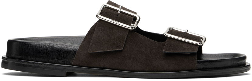 Грижа за обувките Aeyde Aeyde Meena Suede Double Buckle Slides Черно | A11-FS-FOXR08FL174-SS25-953-022