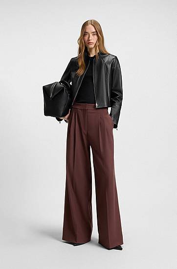 Яке BOSS Stand Collar Leather Jacket Черно | 50541262, 1