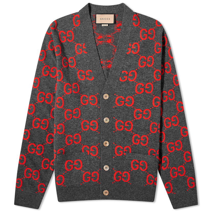 Пуловер Gucci Jumbo GG Jacquard Cardigan Бургунди | 694758-XKCC5-1129