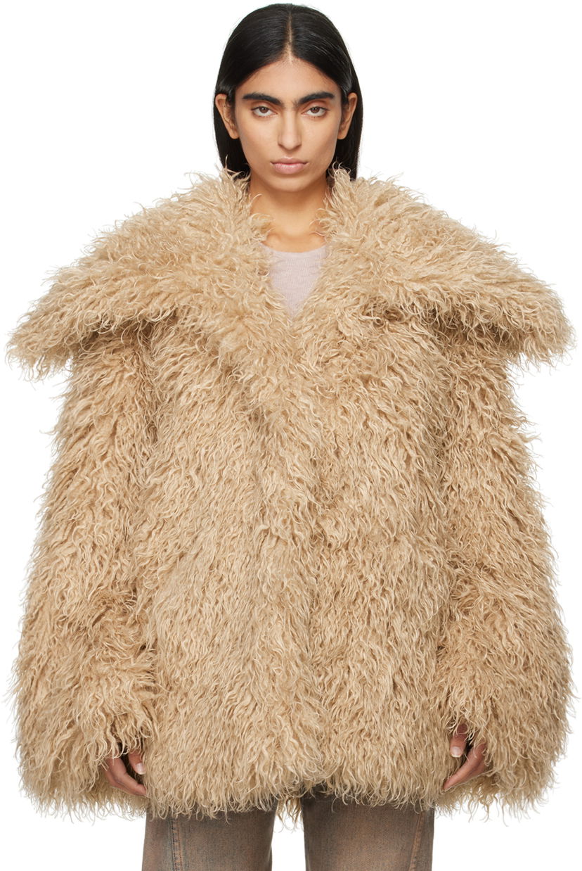 Палта Eckhaus Latta Faux-Fur Coat Бежово | 1135-EL-PF24-G -