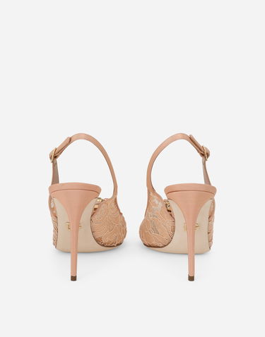 Кецове и обувки Dolce & Gabbana Slingback Lace Pumps Бежово | CG0712AQ07480240, 2