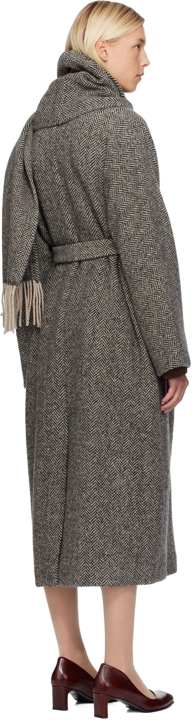 Палта Max Mara Weekend Zenica Herringbone Belted Coat with Scarf Сиво | 2525016042600, 2