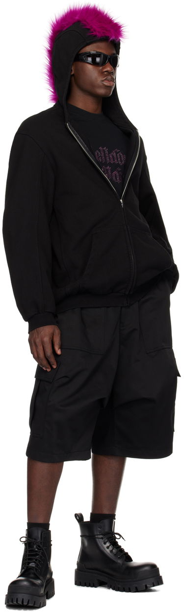 Суитчър We11done We11done Zip-Up Faux-Fur Hoodie Черно | WD-TJ1-24-884-U-BK, 3