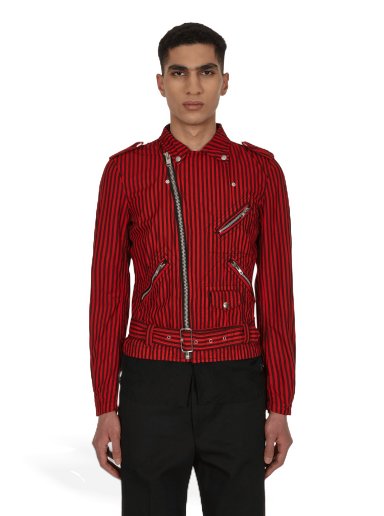 Яке Comme des Garçons Stripe Biker Jacket Червено | FI-J002 1