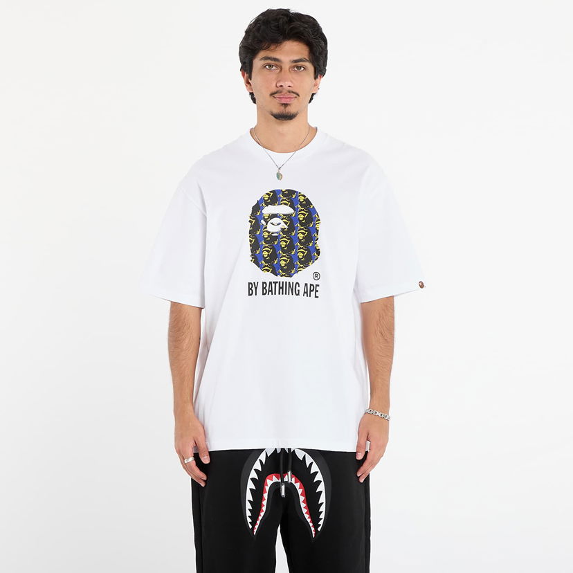 Тениска BAPE Ape Head Pattern By Bathing Ape Relaxed Fit Tee Бяло | 001TEL801309MWHT
