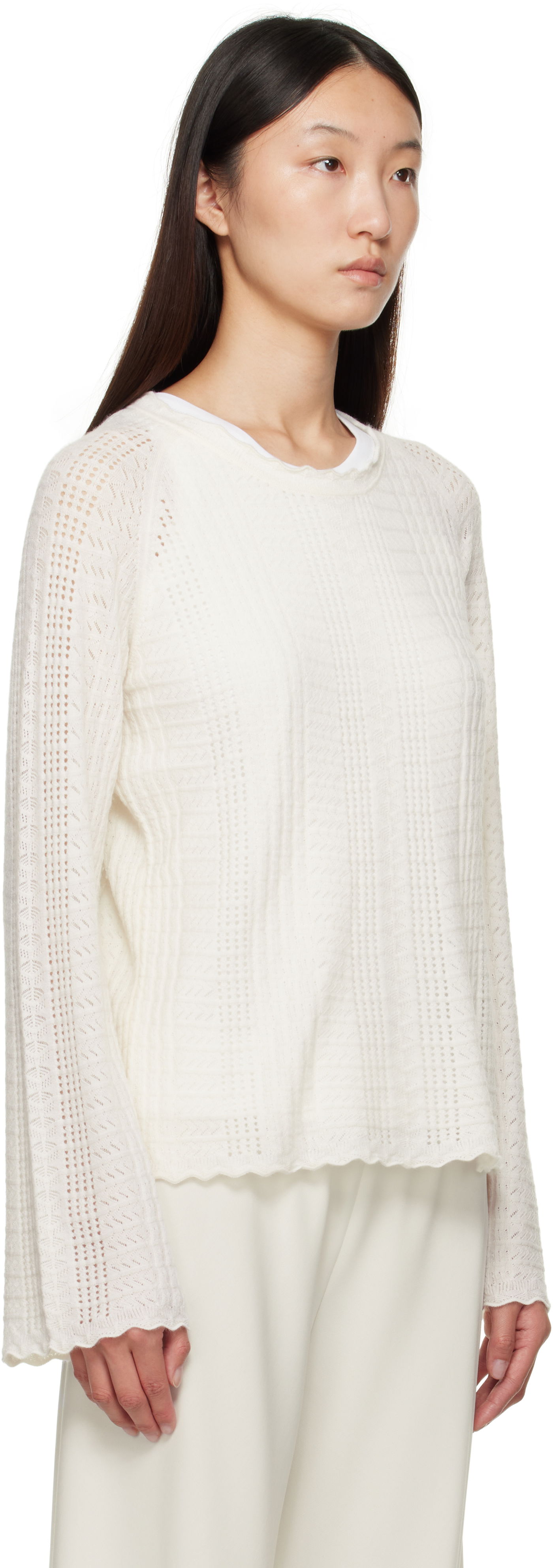 Пуловер Loulou de Saison Loulou de Saison Greta Knit Sweater Бяло | GRETA, 1
