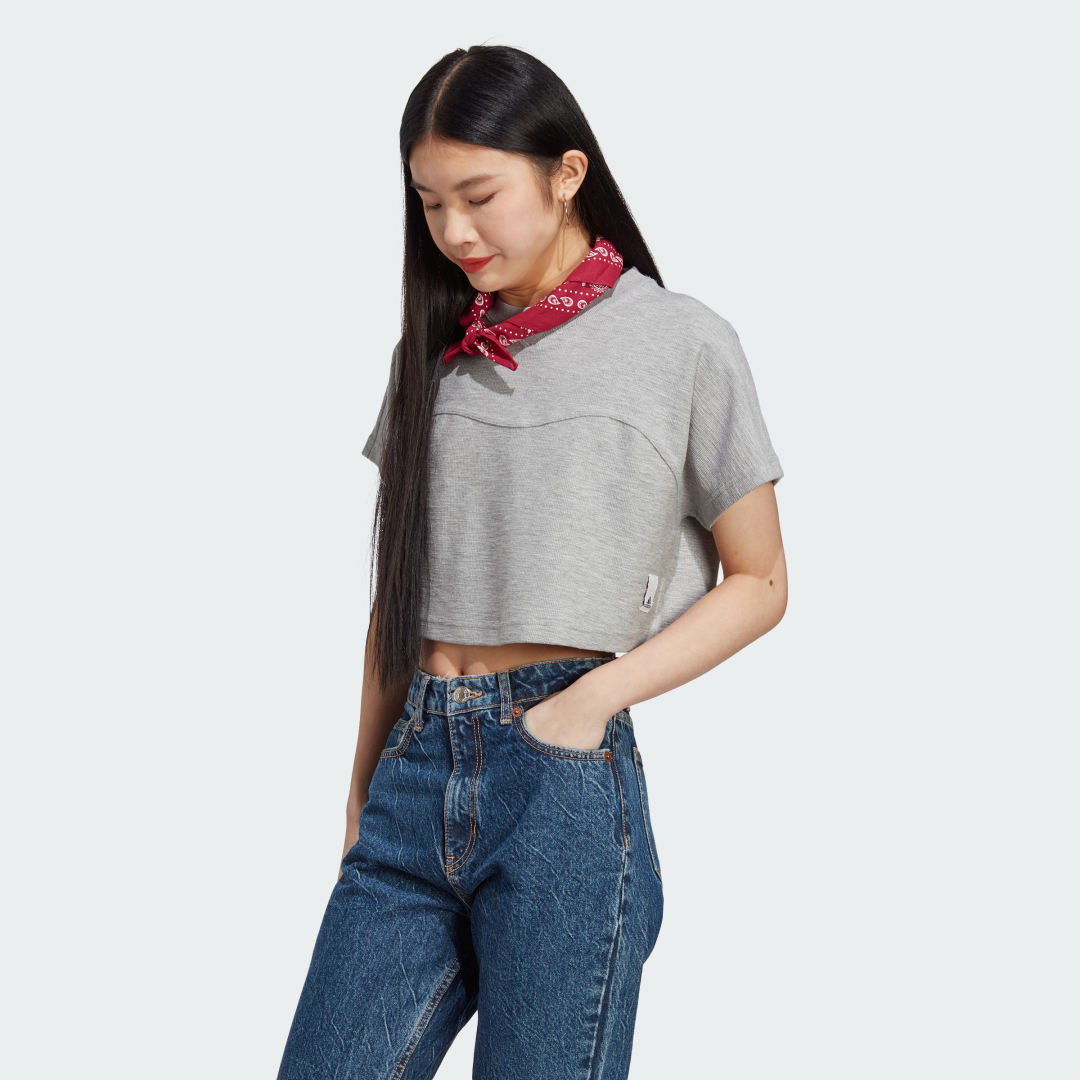 Съкратен топ adidas Performance Cropped Terry Top Сиво | HZ1606, 0