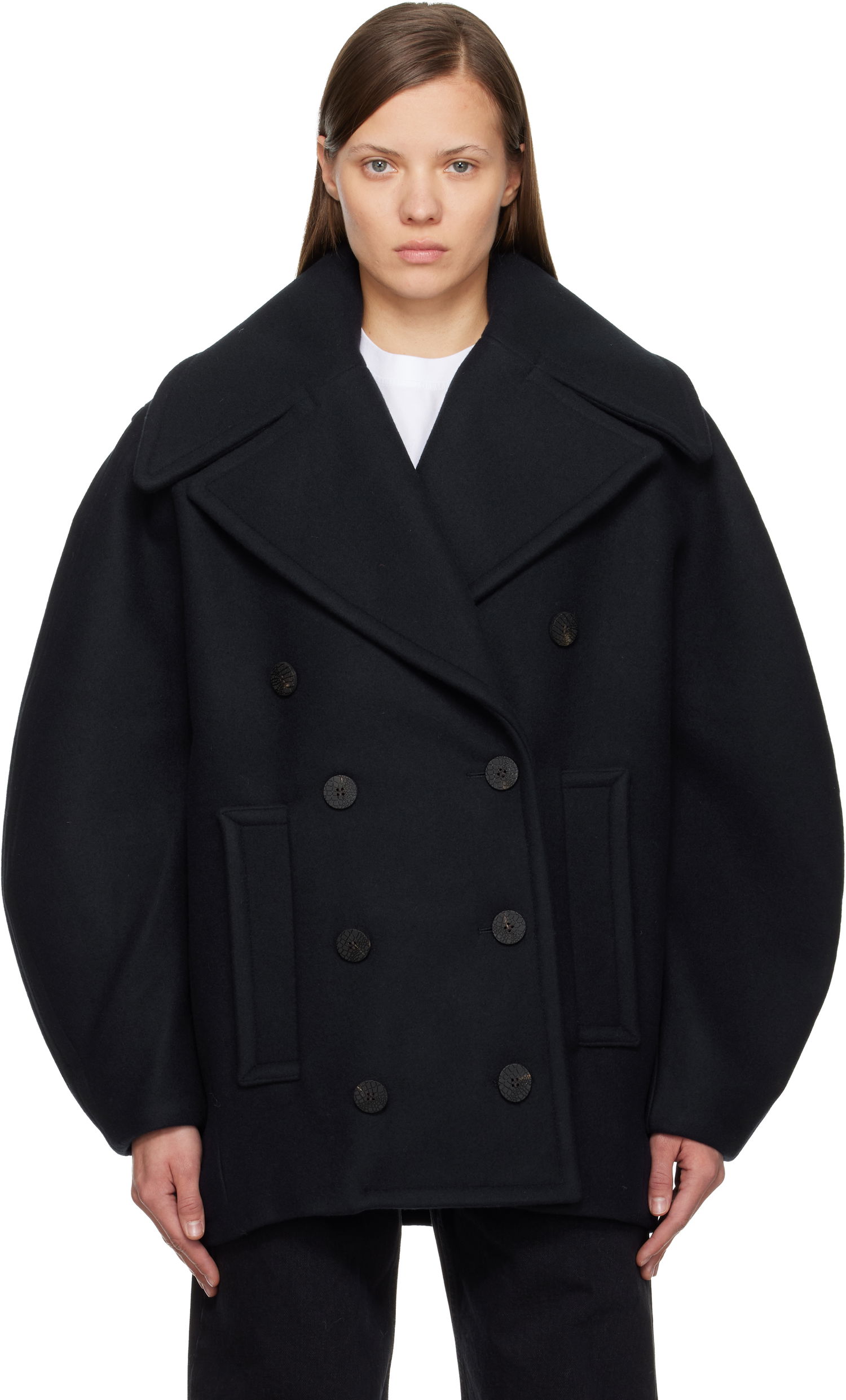 Палта Jacquemus 'The Ovalo' Double-Breasted Wool Peacoat Черно | 25HCOW00103AW00429, 0