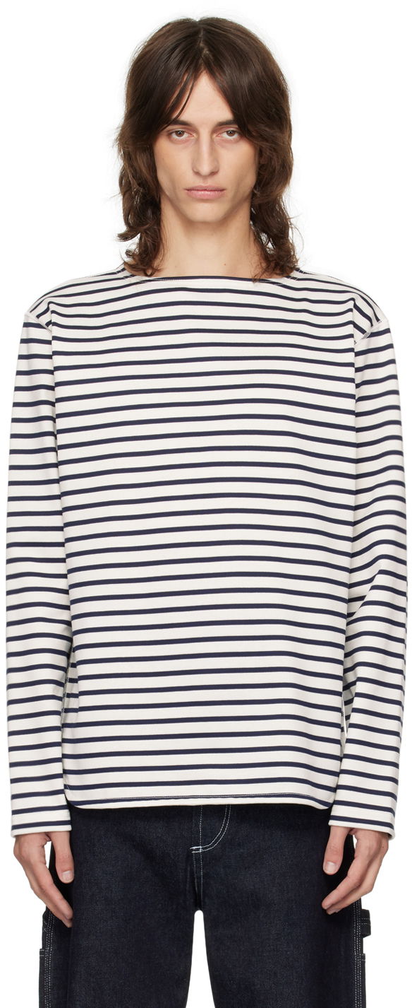 Тениска Junya Watanabe Cotton Stripe Long Sleeve T-Shirt Бяло | WN-T003-051, 0
