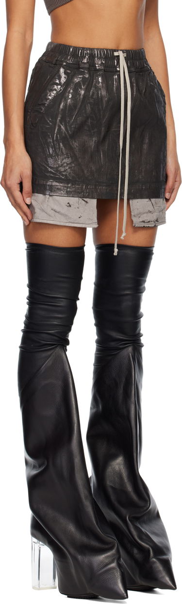 Пола Rick Owens Concordians Fog Distressed Drawstring Miniskirt Черно | DS02E7321 SBZMC, 1