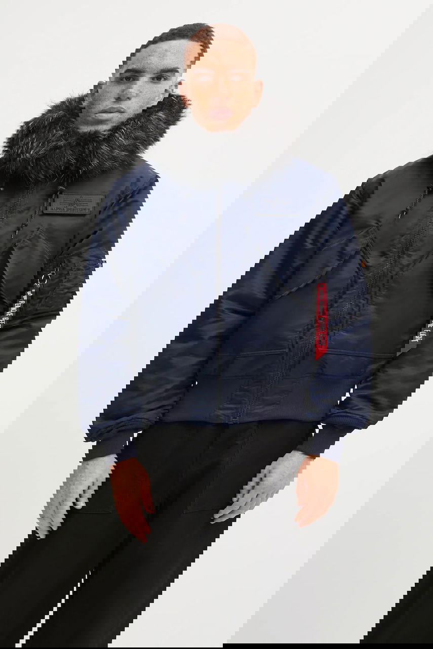 Яке бомбър Alpha Industries 45/P Hooded Custom Faux Fur Bomber Jacket Тъмно синьо | 113145, 0