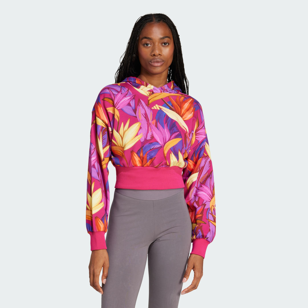 Суитчър adidas Performance adidas x FARM Cropped Hoodie Розово | JD6283, 0