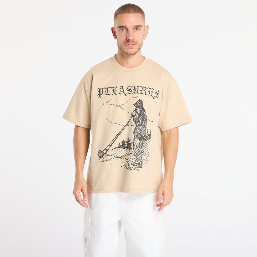 Тениска Pleasures Pipe T-Shirt Бежово | P25F079-SAND