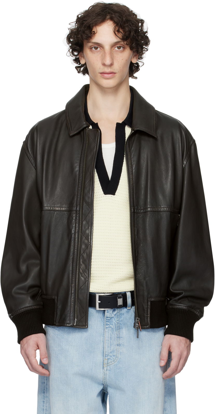 Яке BOSS BOSS Zip Leather Jacket Черно | 50543240