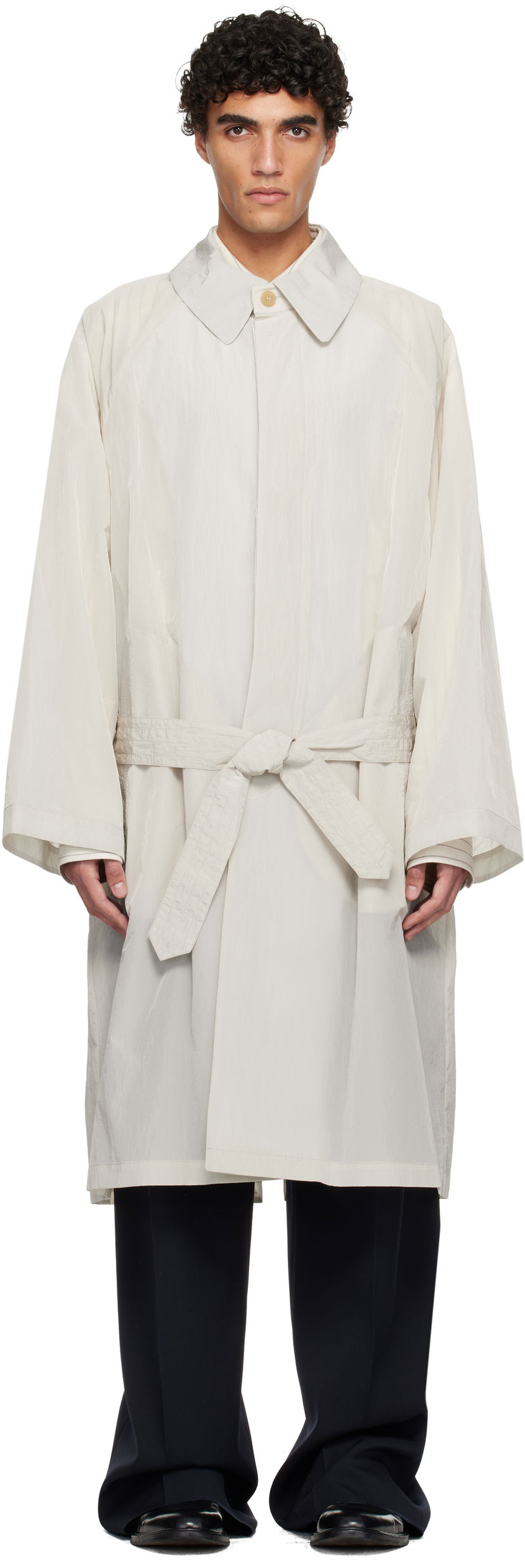 Тренчкот HED MAYNER Hed Mayner Crinkled Trench Coat Бежово | HMMC10054AHC156