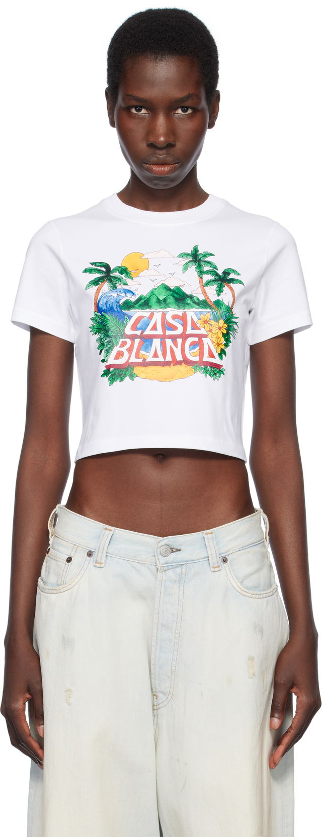 Casablanca Casa Beach Wave Cropped T-Shirt