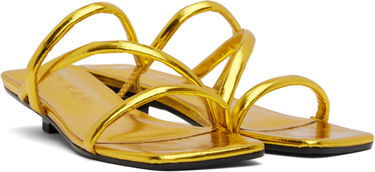 Грижа за обувките BY FAR BY FAR Morena Eel Embossed Metallic Leather Heeled Sandals Жълто | MWFHO015CL035ME033PL, 3