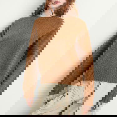 Пуловер YMC Jets Crewneck Raglan Knit Sweater Кафяво | Q8ZMJ-BRW, 5