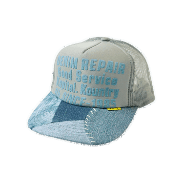 Шапка с козирка KAPITAL Denim Repair Service Trucker Cap Тюркоазено | KR2208XH05 GREY, 0