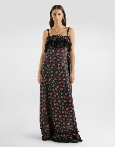 Pокля Dolce & Gabbana Dolce & Gabbana Floral-print Habotai Long Dress Многоцветен | F60HGTIS10WHN5XS, 1