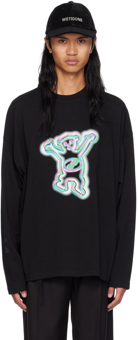 Тениска We11done Colorful Teddy Print Long Sleeve T-Shirt Черно | WD-TT3-22-833-U-BK, 0