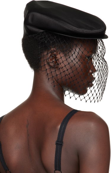 Барета Dolce & Gabbana Silk Satin Flat Cap with Veil Черно | FH664A GDCRR, 2