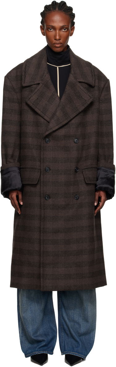 Палта Maison Margiela MM6 Maison Margiela Checked Double-Breasted Coat Кафяво | S52AA0190 M35472, 0