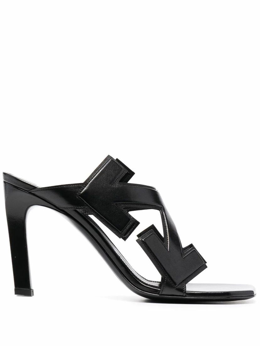 Кецове и обувки Off-White Off-White Arrow Leather Heeled Sandals Черно | OWIH010S21LEA0011000