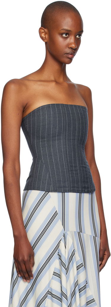 Потник Miaou Miaou Libra Pinstriped Corset Top Синьо | 7063PSWPSW, 1