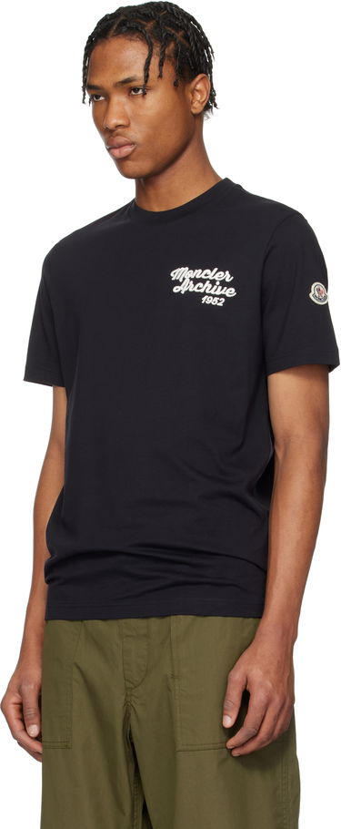 Тениска Moncler Moncler Archive Embroidered Logo Cotton T-Shirt Черно | K10918C0006389AJS, 3