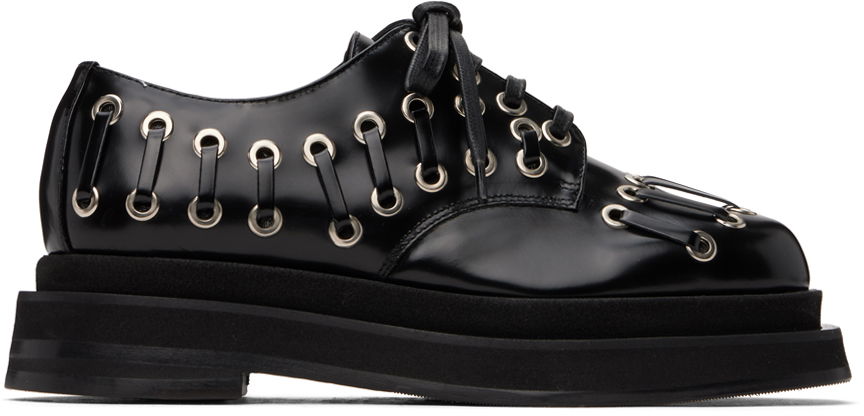 Pокля Simone Rocha Simone Rocha Heart Toe Platform Grommet Brogues Черно | LOF2 0740, 0