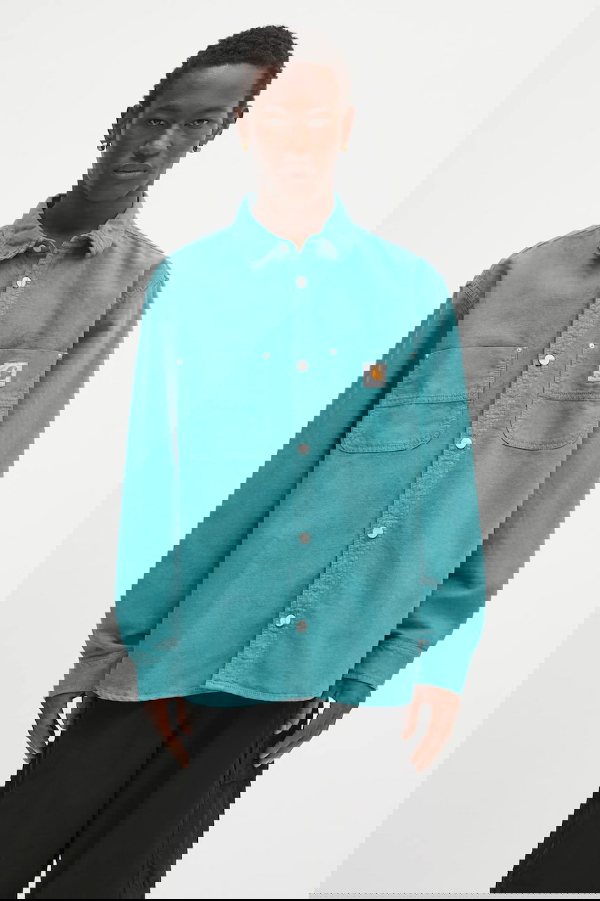Риза Carhartt WIP Walter Linen Blend Relaxed Classic Collar Shirt Тюркоазено | I033578.2ZUGD, 0
