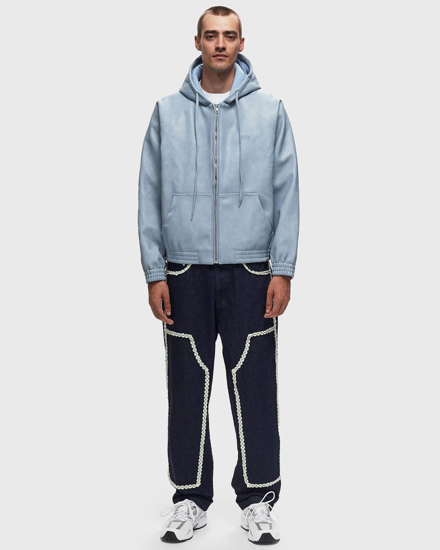 Яке бомбър Arte Antwerp Leather Hoodied Bomber Jacket Синьо | AW24-040J-BLUE, 1