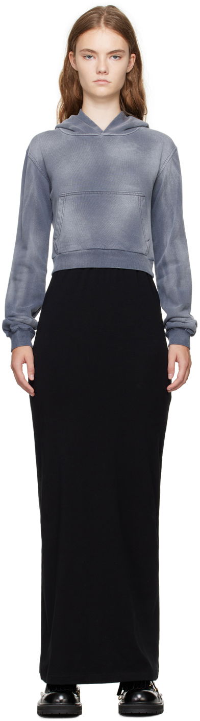 Пола We11done We11done Layered Hoodie Maxi Dress Черно | WD-TH2-24-838-W-CH, 0