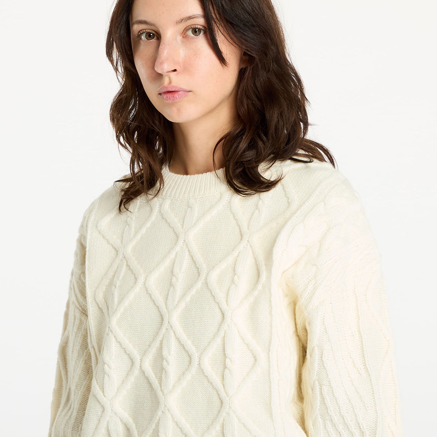 Пуловер Wrangler Cable Knit Sweater Worn White Бяло | 112356472, 1