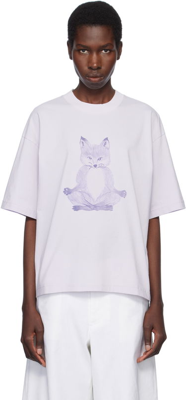 Тениска MAISON KITSUNÉ Maison Kitsuné Yoga Fox Boxy T-Shirt Лилаво | OW00123KJ0008, 0