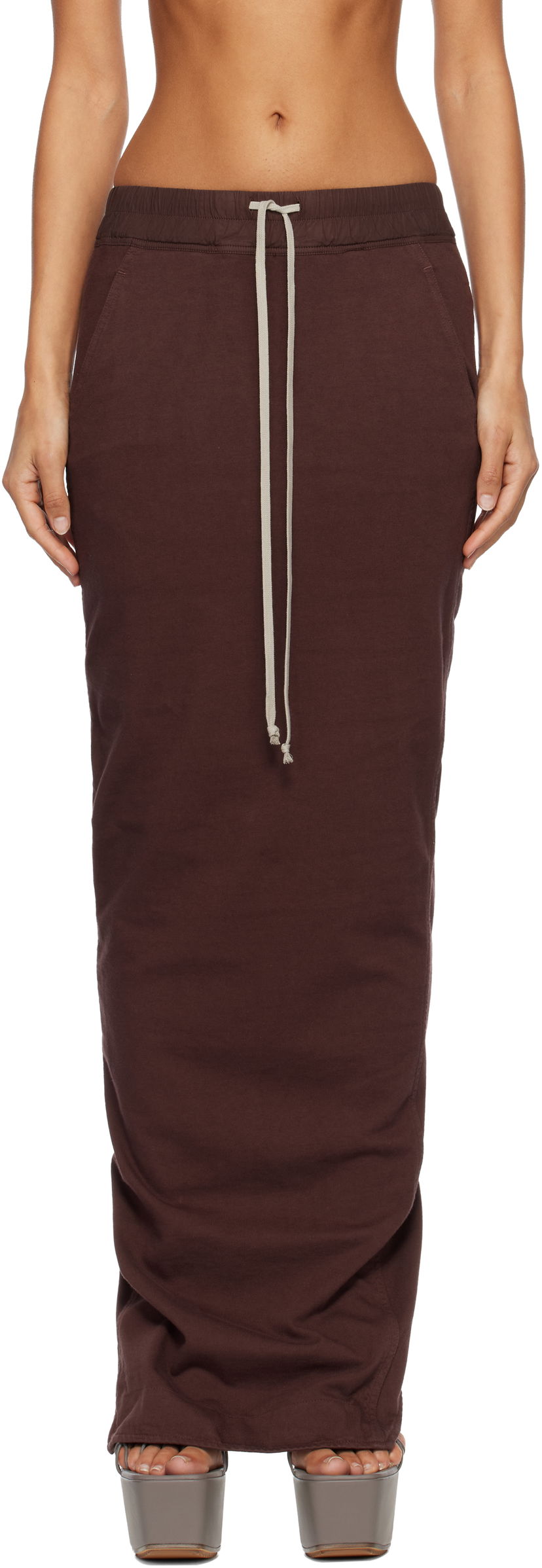 Пола Rick Owens Concordians Pull On Pillar Maxi Skirt Кафяво | DS02E7332 RIG